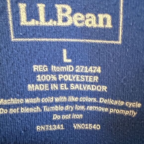 LL Bean Men’s Large 1/4 Zip Pullover Polar Fleece Jacket Sweater #271474 Blue - Picture 9 of 9